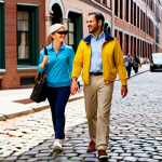 Historical Walking Tour**

"A knowledgeable, friendly tour guide (male, 30s) in comfortable walking shoes and professional outdoor attire (khaki pants, polo shirt, light jacket) points towards a historic landmark in Boston, MA, USA. Cobblestone street, brick buildings, sunny day. Tourists with various casual outfits are looking attentively. Perfect anatomy, correct proportions, natural pose, well-formed hands, proper finger count, natural body proportions, fully clothed, appropriate attire, safe for work, family-friendly, professional photography, high quality."

**