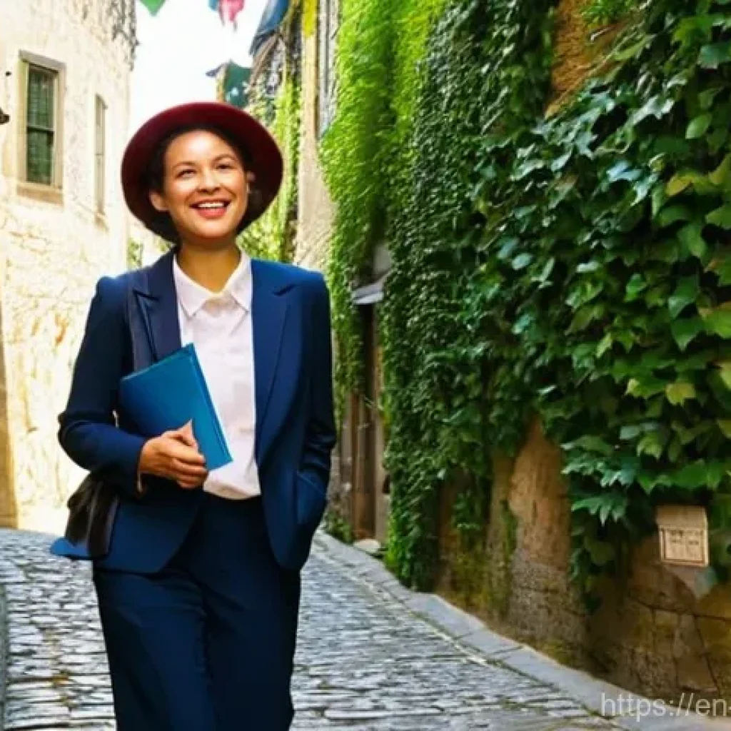 관광통역안내사 실무에 필요한 언어 능력 향상법 - **Prompt 1: Captivating Storyteller in a Historic European Alley**
    "A charismatic and well-dress...