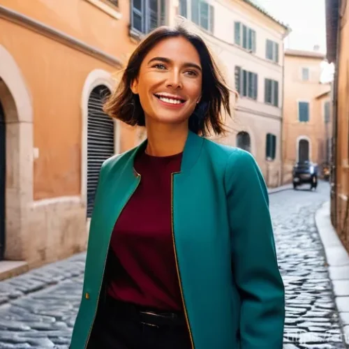 관광통역안내사 경력 이력서 작성 팁 - **"A charismatic female tour guide, in her early 30s, with a warm, engaging smile and expressive han...